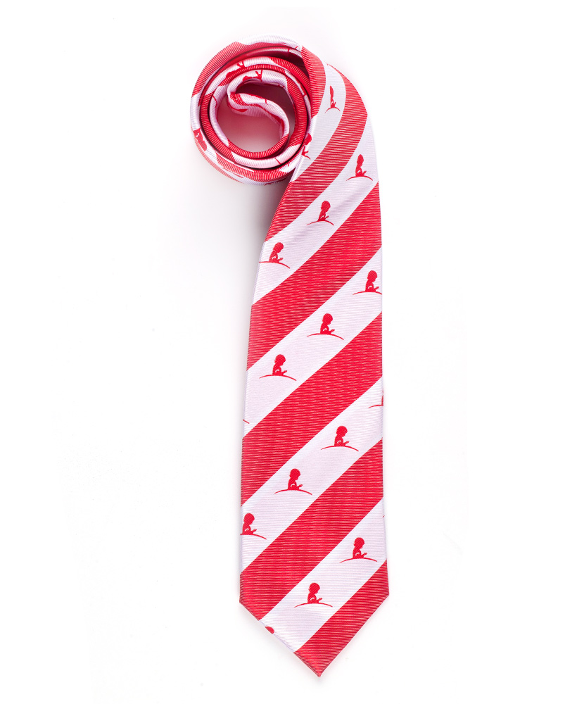Bold Stripe Regimental Silk Tie - Crimson and White